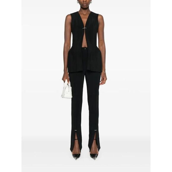 MUGLER Pants - MUGLER High-Waisted Split Hem Trousers Women BLACK Pants